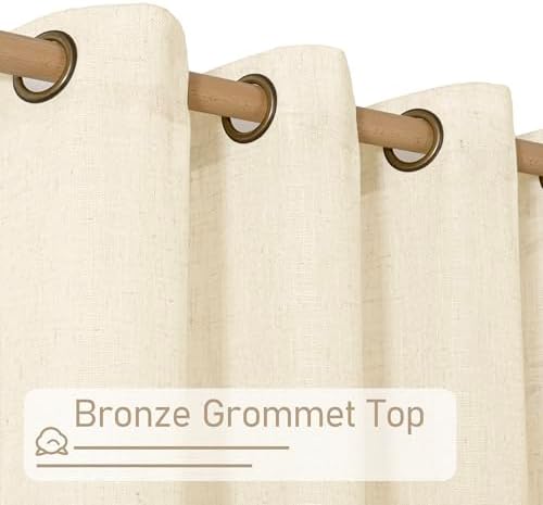 LAMIT Beige Linen Sheer Curtains 84 Inch Length for Living Room 2