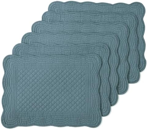 MABOZOO 100% Cotton Quilted Placemats Set of 6,Washable Cloth Table
