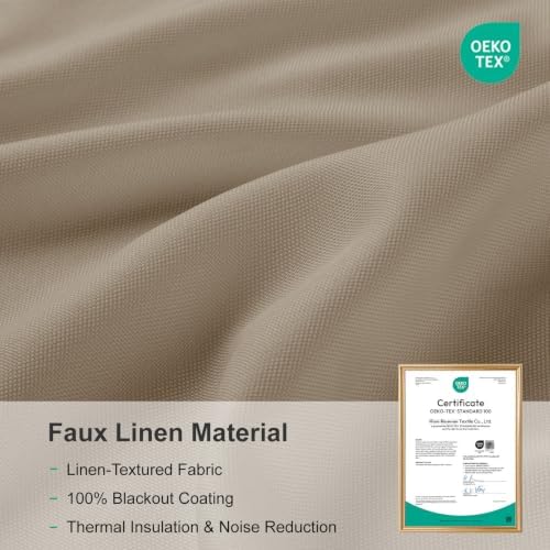 Faux Linen Total Blackout Curtains for Bedroom 72 Inch Long Copper