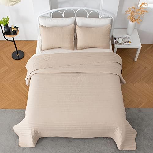 Market & Place Quilt Set Twin Size Taupe | Lightweight Ultra Soft