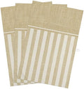 Rustic Linen Pattern Kitchen Towels Set of 3 Khaki Beige Vertical