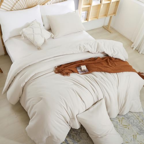 weigelia Beige Comforter Set Queen Size, All Season Lightweight