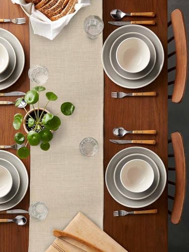 Beige Linen Bottom Table Runner 13x36 Inches Long Solid Color