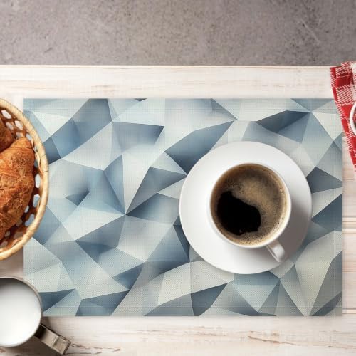 Placemats Washable Set of 8-30 x 45 cm Triangle Placemats, Grey Cotton