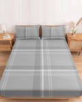 Twin XL Fitted Sheet Deep Pocket, Minimalist Gray Plaid Soft