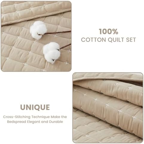 ENJOHOS 100% Cotton Oversized King Quilt, California King Bedspread