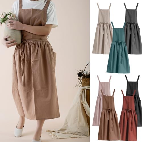 Adjust Cotton Linen Cooking Apron, Fabric Coffee Restaurant Canvas