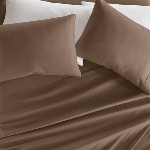 LINENS & HUTCH Sheet Set Solid Microfiber Ultra Soft Bedding - Queen