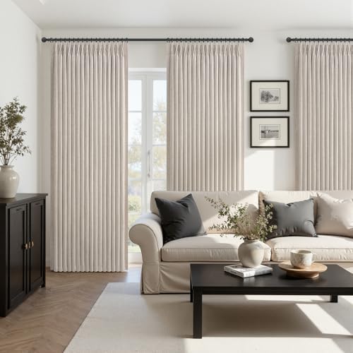 Greyish Brown Blackout 84 Inch Long Tan Curtains for Living Room 2