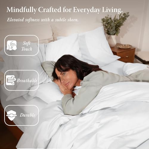 Threadmill 300 Thread Count Cotton Queen Duvet Cover, White, 1-Piece