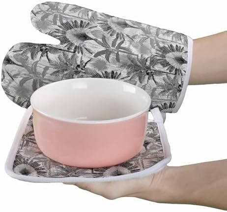 Quilted Cotton Terry Cloth Oven Mitt, Pot Holder Summer Tropical