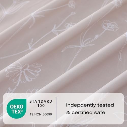 Yibeizi Taupe Floral Sheets King Size Boho Patterned Bed Sheet Set