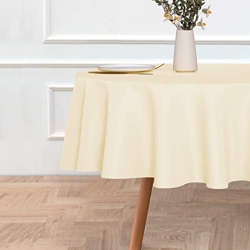 sancua Round Tablecloth 70 Inch Fits 20-58 Inch Tables, Beige
