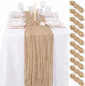10 Pack Beige Cheesecloth Table Runner 17"x108" Boho Gauze Fabric
