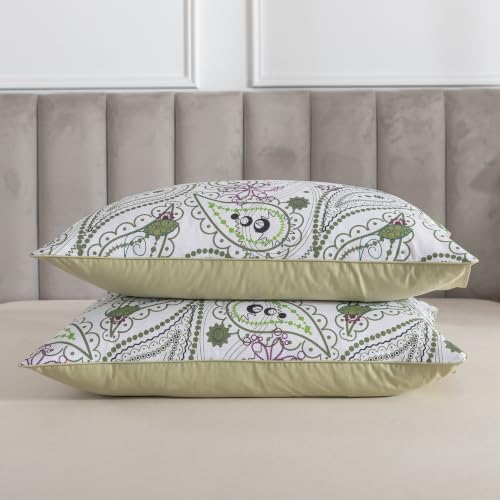 FADFAY Queen 100% Cotton Duvet Cover Set 3 Pieces Sage Green Paisley