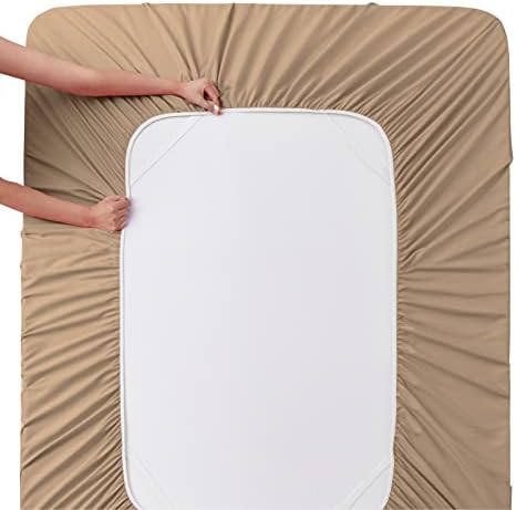 Manyshofu Extra Deep Pocket Full Sheets, Khaki Microfiber, 4 Piece