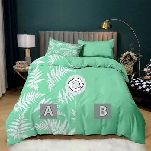 California King Duvet Cover Set Minimalist Fern Leaf Pattern Soft