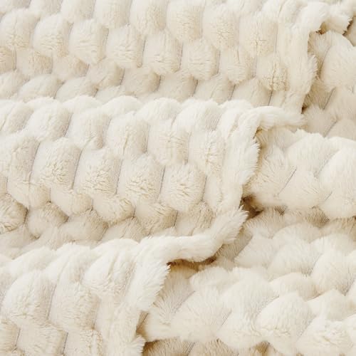EXQ Home Cream Soft Fleece King Blanket Cozy Throw for Bed,Turtle