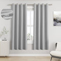 Jowels Grey Linen Grommet Blackout Curtains 63 Inches Long for Bedroom