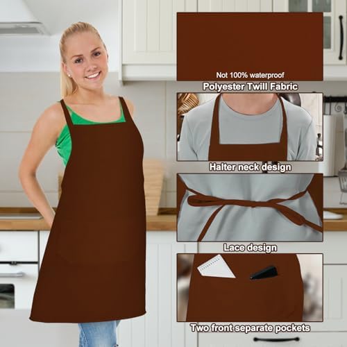 12Pack Bib Apron,Aprons with 2 Pockets,Aprons Bulk,23.2 x 28 Inch