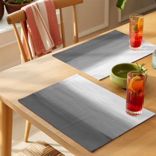 Cotton Linen Placemats for Dining Table Set of 8 Abstract Gray