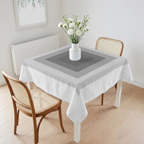 Square Tablecloth, Gray Gradient Color Block Waterproof Table Cloth