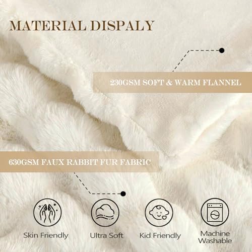 Latepis Luxury Faux Fur Throw Blanket Fuzzy for Couch Soft Thick