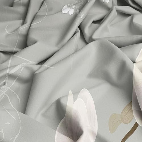 Duvet Cover Hand Drawn Plants and Flowers Printed Microfiber Comforter