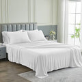 Pure Bedding Bed Sheets - Full Sheet Set [6-Piece, Heather White]