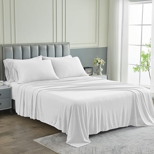 Pure Bedding Bed Sheets - Full Sheet Set [6-Piece, Heather White]