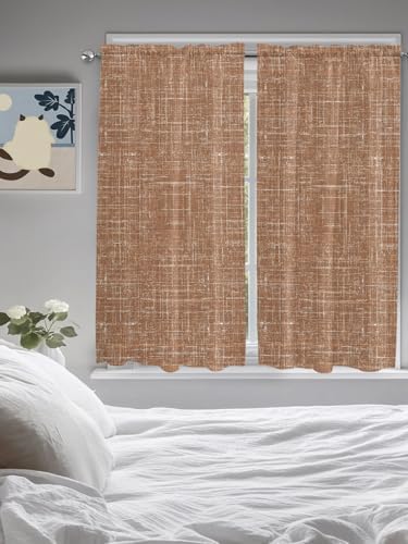 Window Curtains 72 Inch Length, Brown Rod Pocket Window Treatment