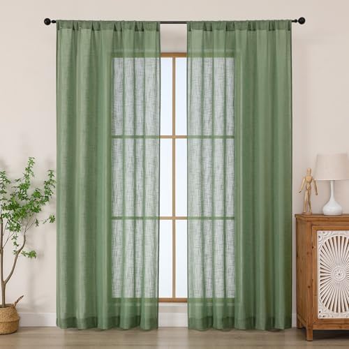 Chyhomenyc Semi Sheer Curtains 84 Inches Long 2 Panels Set, Light