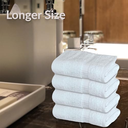 GOLD TEXTILES Premium White Hand Towels for Bathroom Bulk -100% Ring