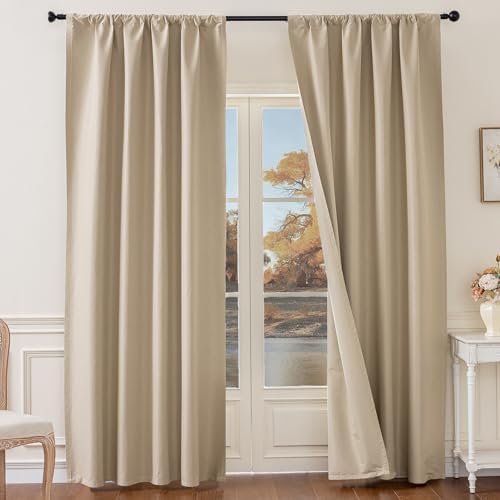 100% Blackout Curtains 72 inches Long 2 Panels Set for Living