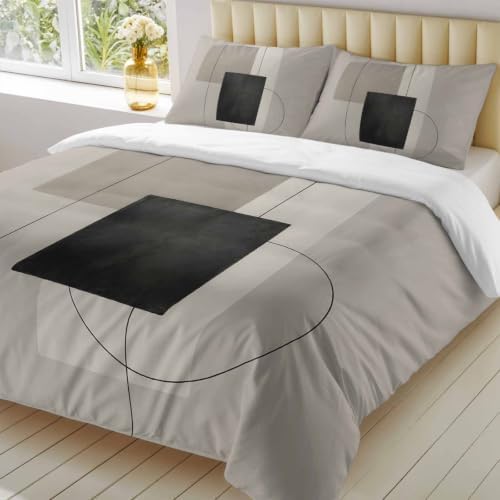 Duvet Cover Twin Size, Geometric Abstract 3-Piece Bedding