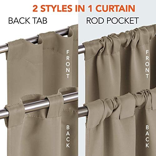 Back Tab and Rod Pocket Blackout Curtains for Bedroom - Thermal