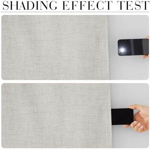 RYB HOME Greige 100% Blackout Linen Curtains 96 inches Long for Living