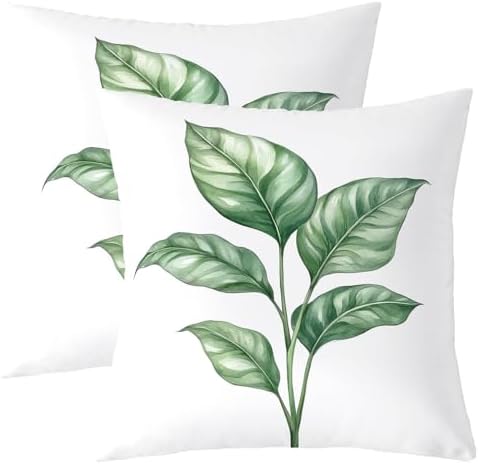 jejeloiu Kids Tropical Leaves Cushion Case Leaf Pattern Throw Pillow