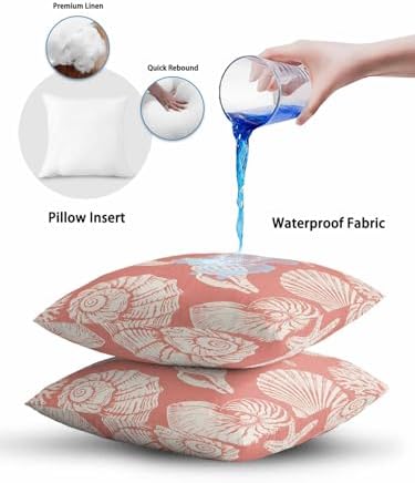 Throw Pillows 12x20 Set of 2, Coral Pink Starfish Coastal Waterproof