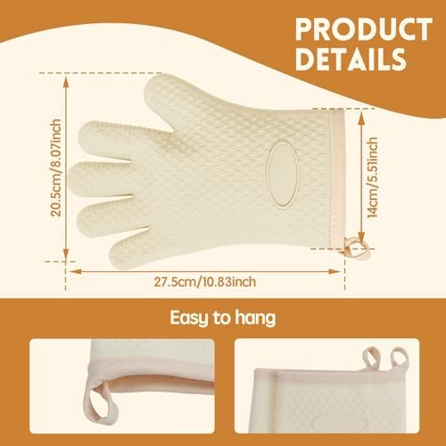 4 Pack BPA-Free Soft Silicone Oven Mitts,550F Heat Resistant Cooking