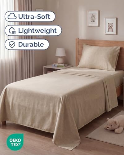 Twin Size 3 Piece Sheet Set - Breathable & Cooling Sheets - Heathered