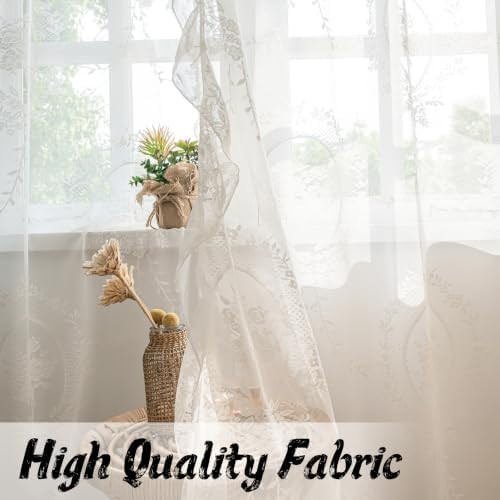 Sutuo Home Ivory Lace Curtains 2 Panels for Bedroom Living Room, W57 x