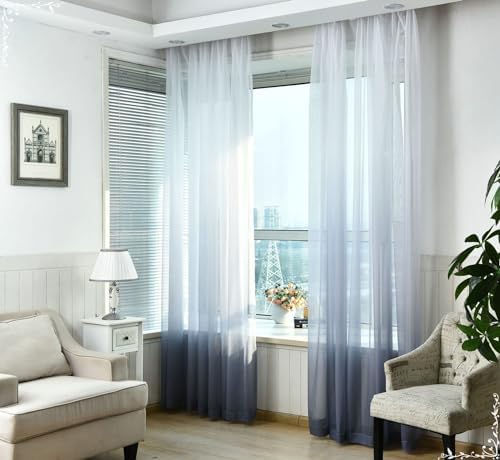 Daesar 2 Panels Sheer Curtains 63 Inch Length, Eyelet Tulle Curtains