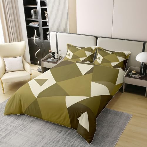 Feelyou Geometric Duvet Cover 100% Cotton King Size Boys Girls Brown