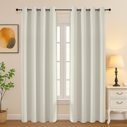 Simplebrand Natural Room Darkening Curtains for Bedroom Living Room