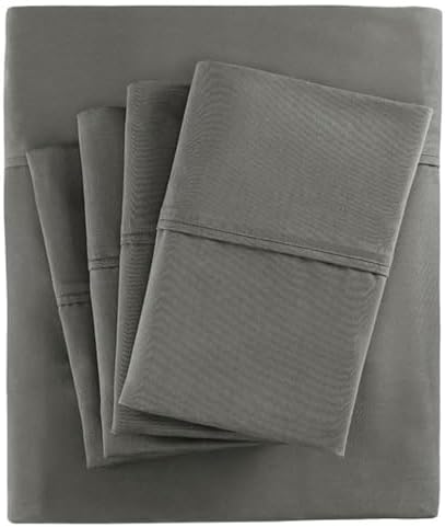 Pemberly Row 800 Thread Count Cotton Blend Sateen Sheet Set, Charcoal