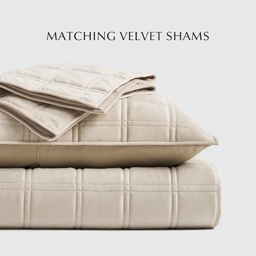 EverGrace 3 Pieces Double Box Stitch Luxurious Velvet Quilt, Queen