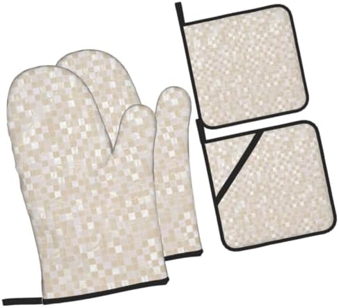 Mother of Pearl, Beige Light1 Heat Resistant Oven Mitts and Pot