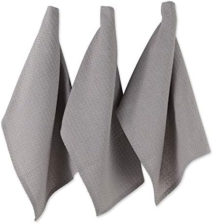 DII Recycled Cotton Kitchen Collection Dishtowel Set, 18x26, Gray