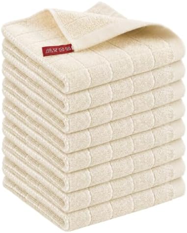 Kitinjoy 100% Cotton Terry Kitchen Dish Cloths, 12”x 12”, 8-Pack